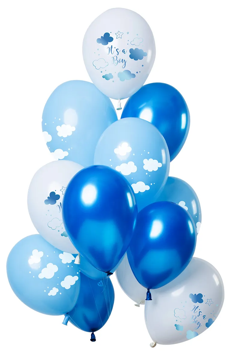 12 palloncini blu e azzurri per maschietto