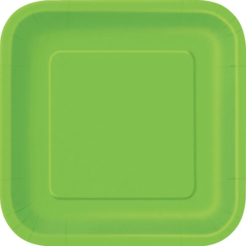 14 piatti quadrati verde lime 23cm