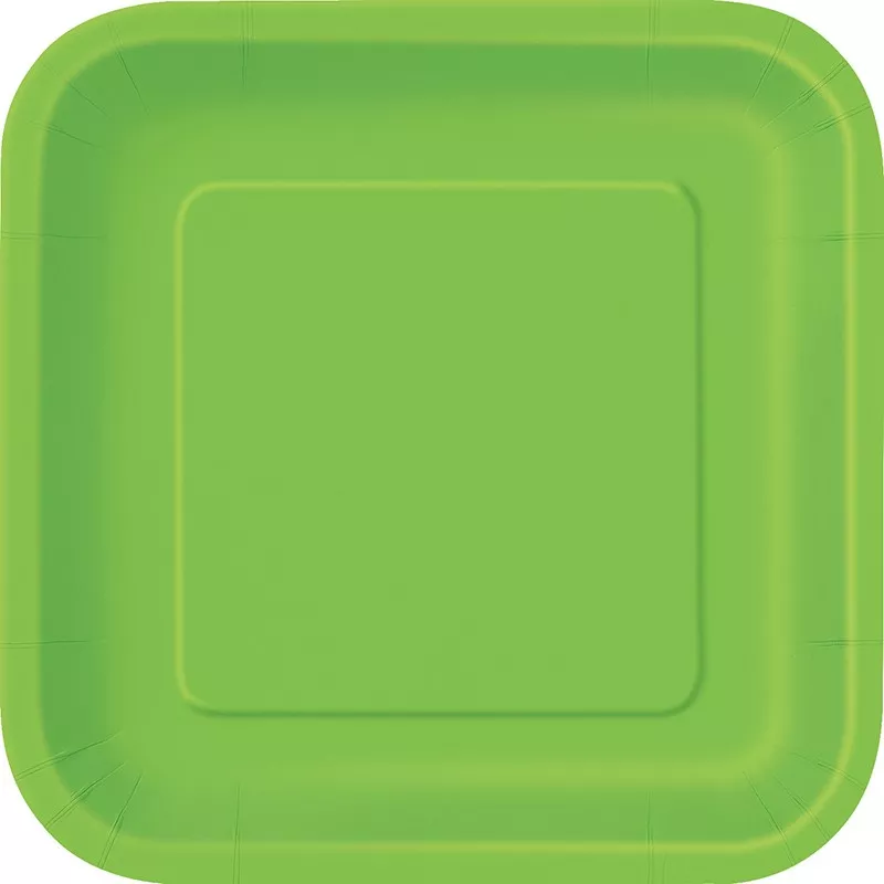 14 piatti quadrati verde lime 23cm