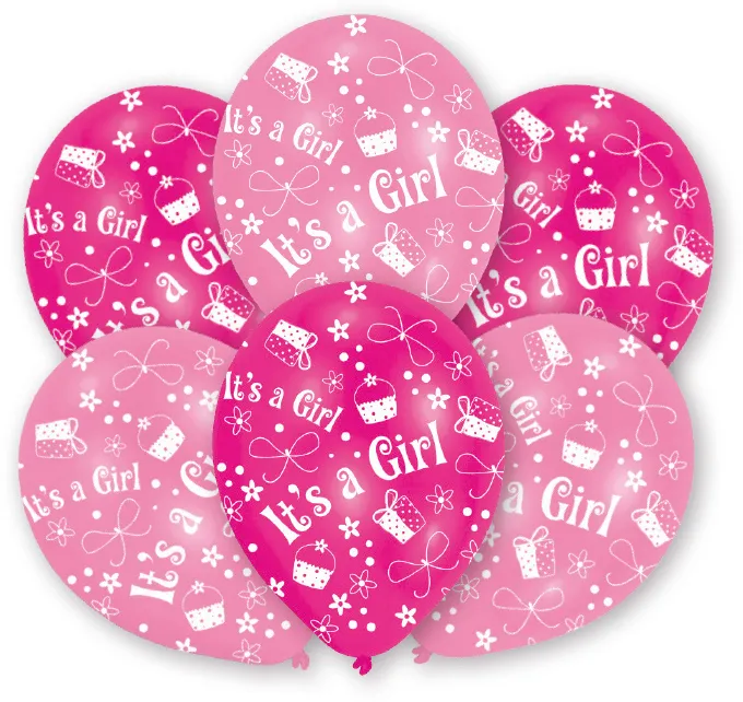 6 palloncini it's a girl Little Princess 27,5 cm