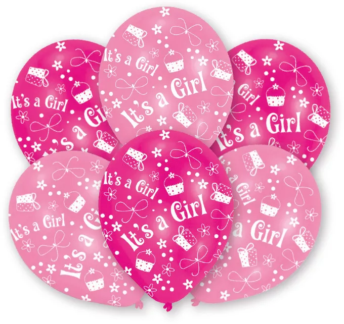 6 palloncini it's a girl Little Princess 27,5 cm