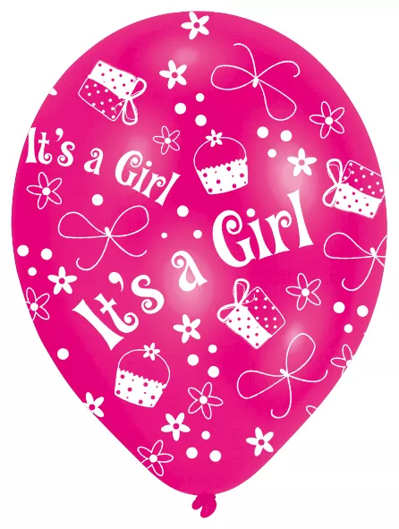6 palloncini it's a girl Little Princess 27,5 cm