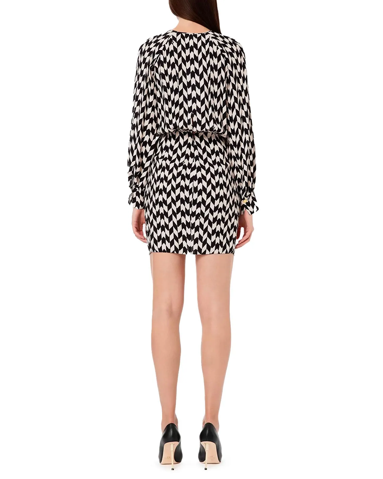 Abito georgette spiga nero burro