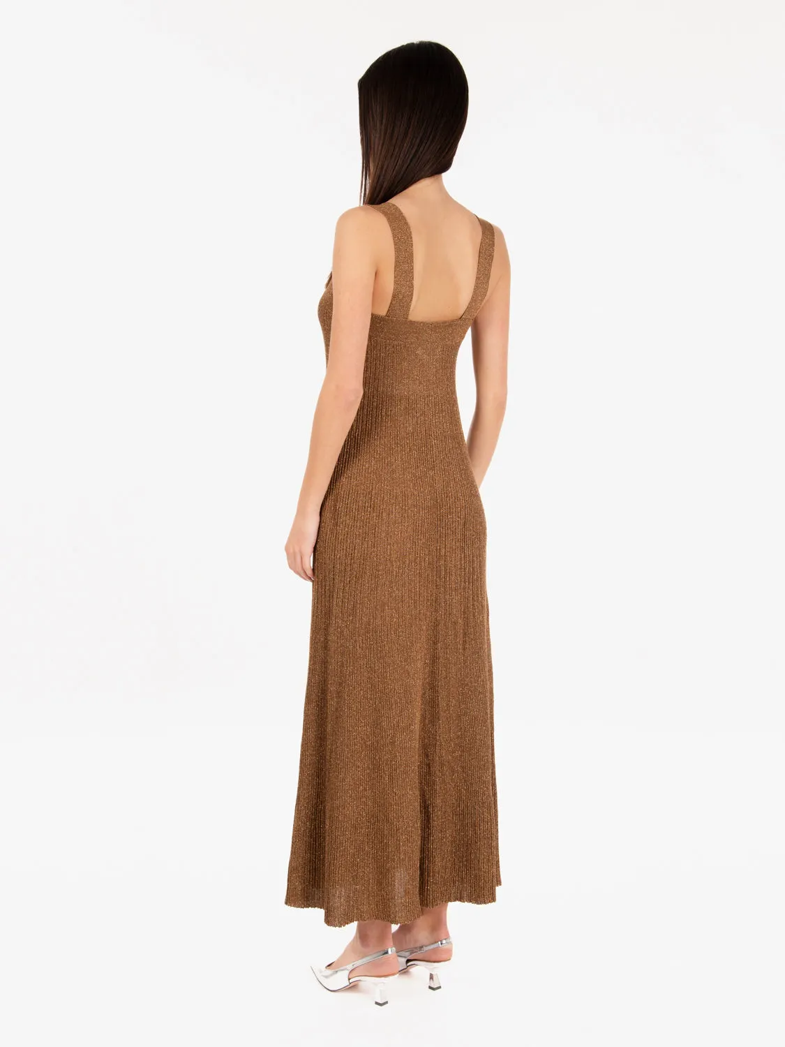 Abito lungo lurex bronze