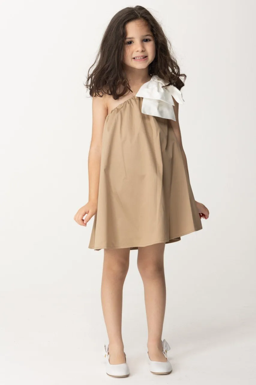 Abito prendisole monospalla con fiocco SAND/IVORY