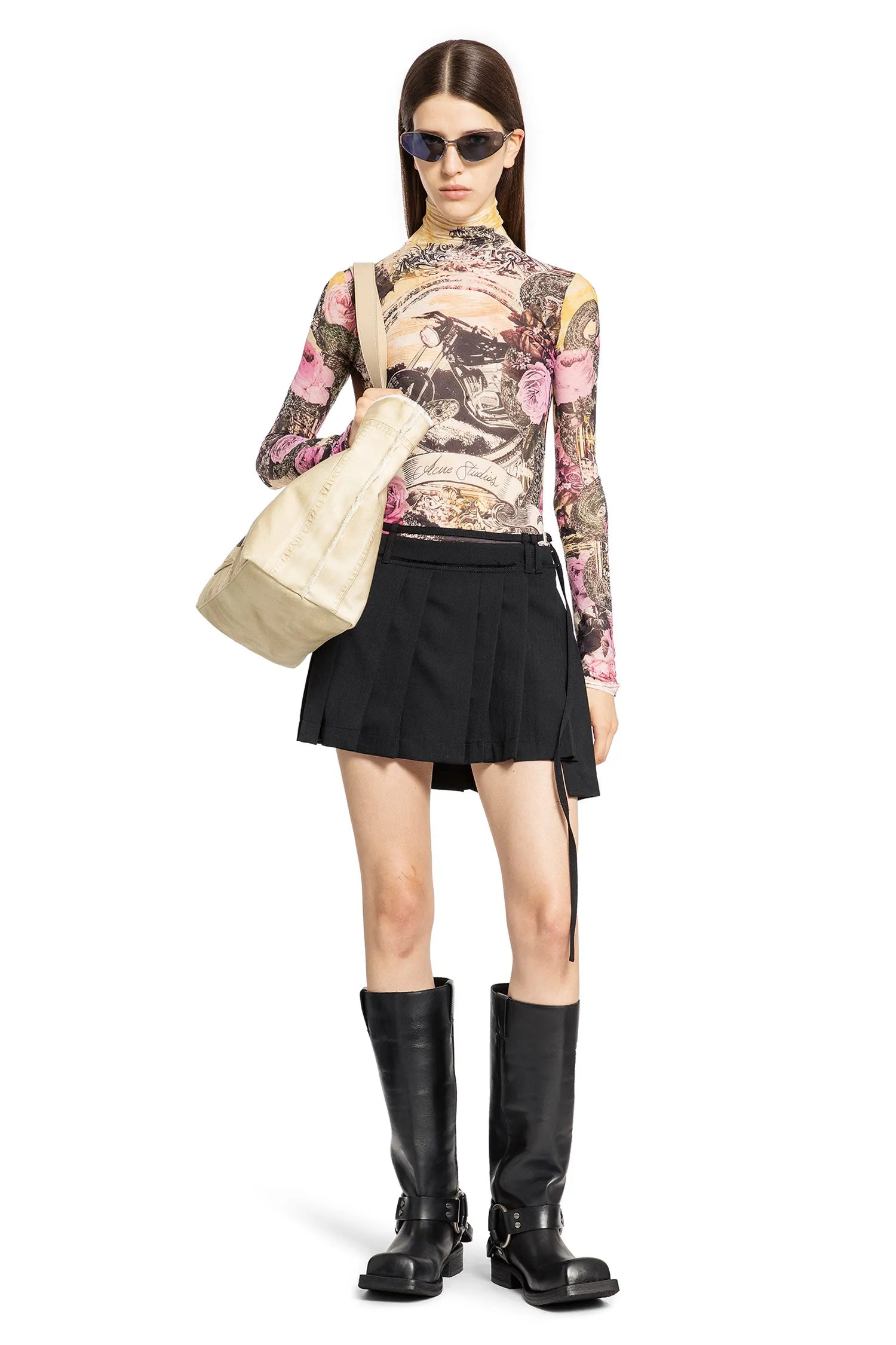 acne studios  asymmetric pleated mini skirt 