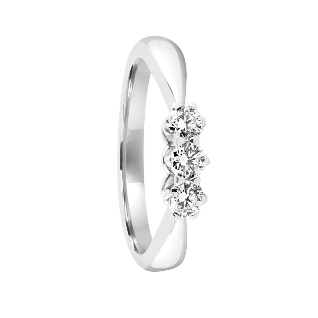 Anello trilogy in oro bianco con diamanti 0.31 ct mis 13