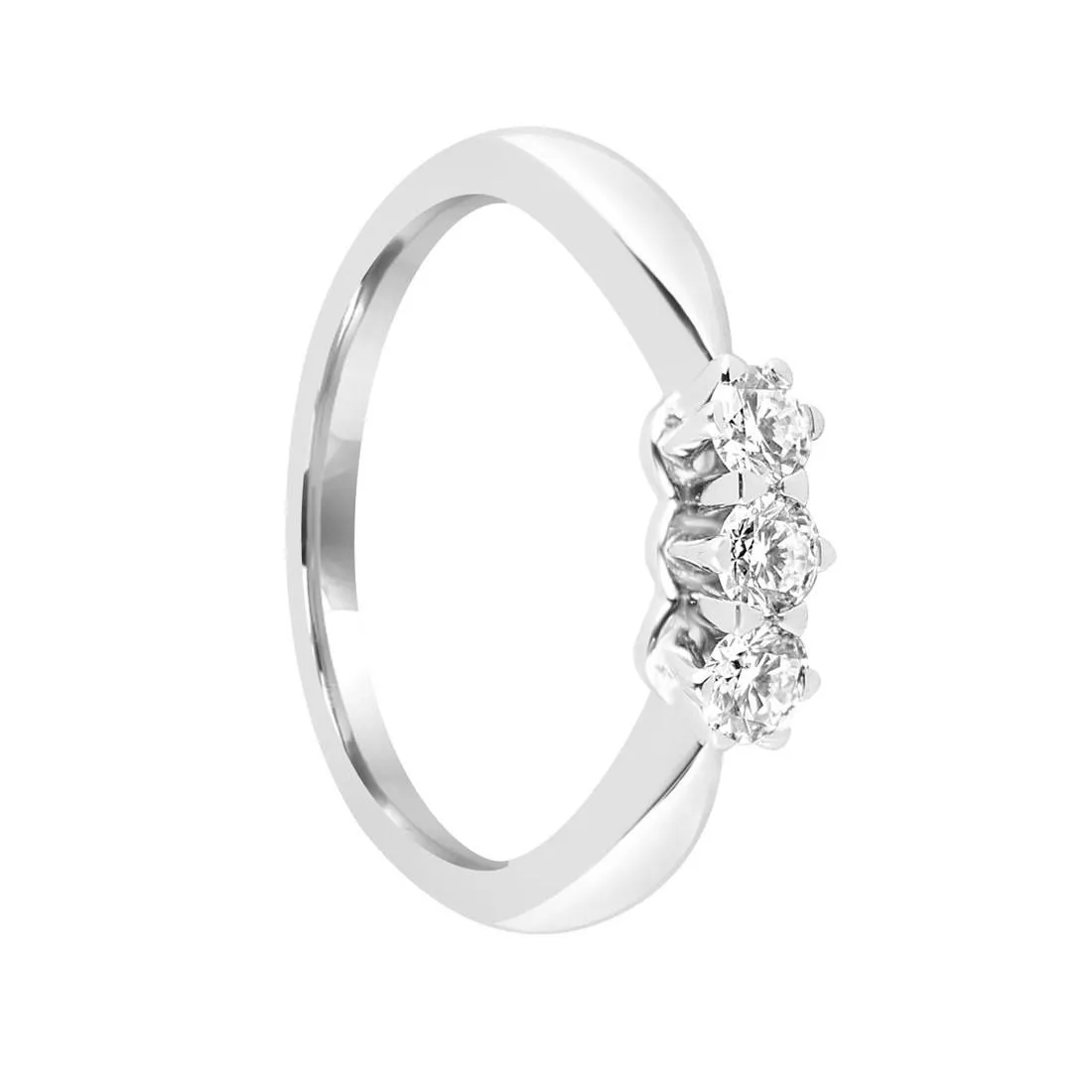 Anello trilogy in oro bianco con diamanti 0.31 ct mis 13