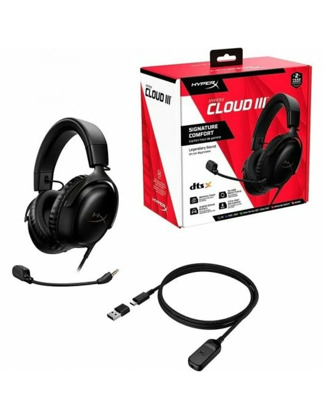 Auricolari con Microfono Hyperx 727A8AA Nero
