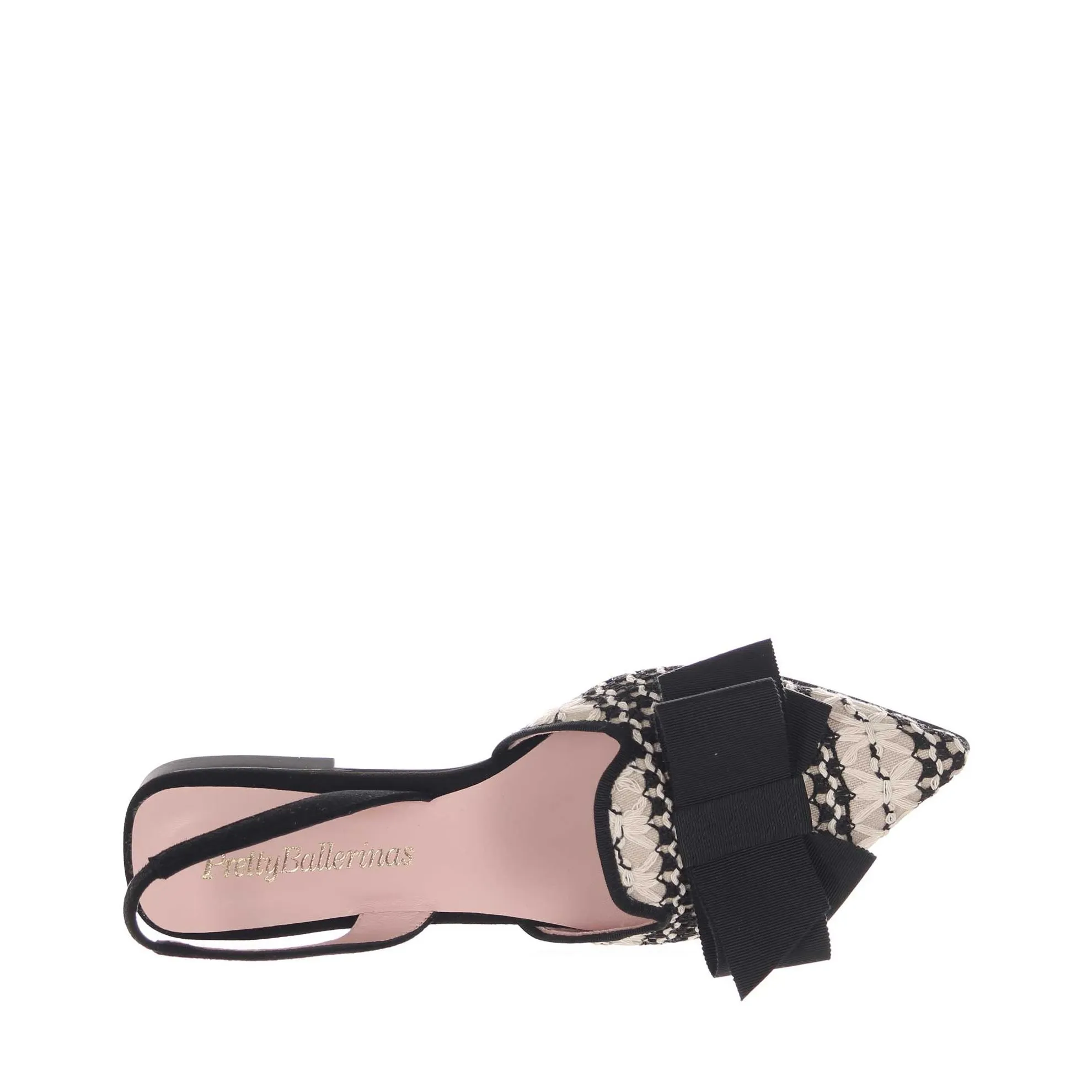 Ballerina slingback yvette in tessuto con fiocco