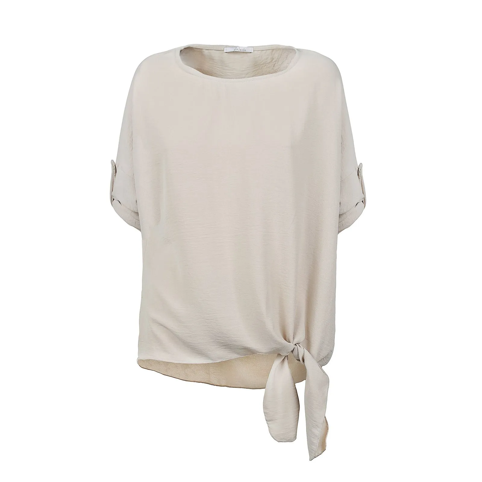 Blusa beige con fiocco