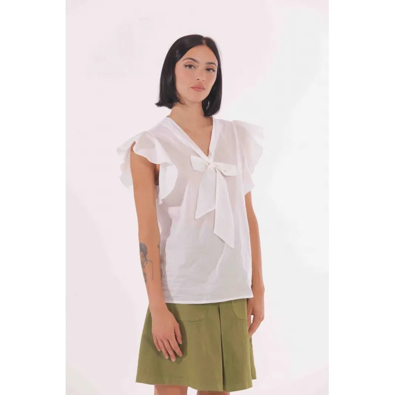 BLUSA CON FIOCCO DAVANTI BIANCO