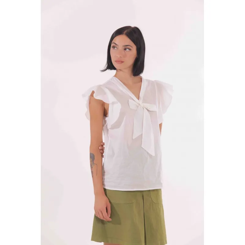 BLUSA CON FIOCCO DAVANTI BIANCO