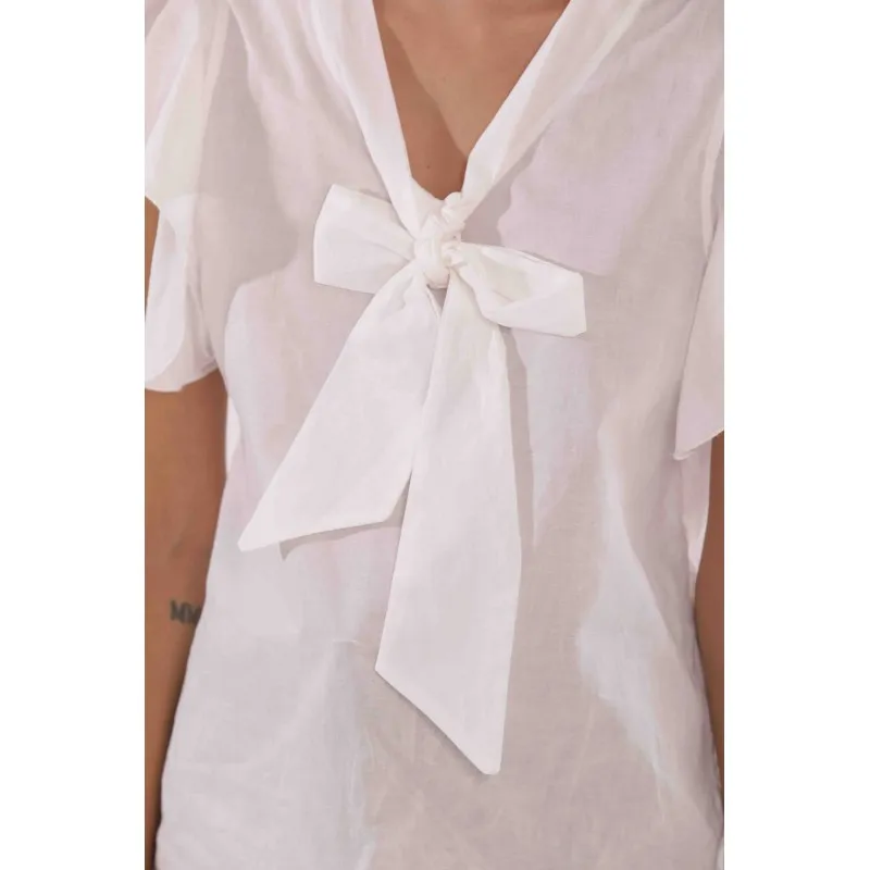 BLUSA CON FIOCCO DAVANTI BIANCO