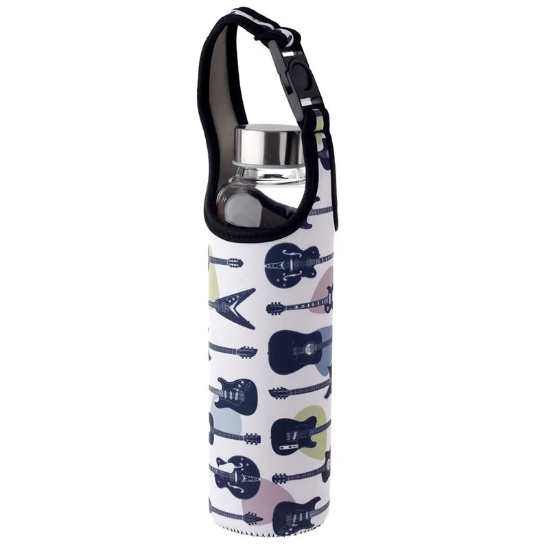 Borraccia in vetro con fodera in neoprene Puckator- Headstock Guitar