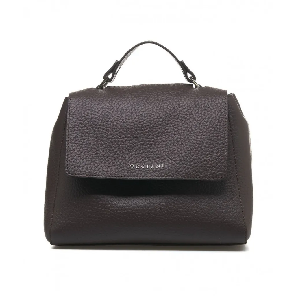 Borsa a mano in nappa Sveva Soft Small marrone scuro