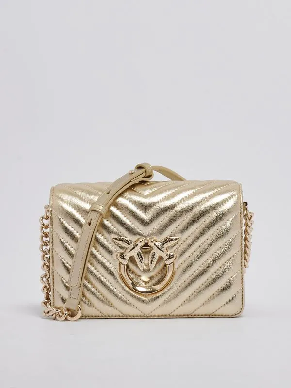 Borsa donna Pinko Mini Love Bag Click in nappa trapuntata Oro