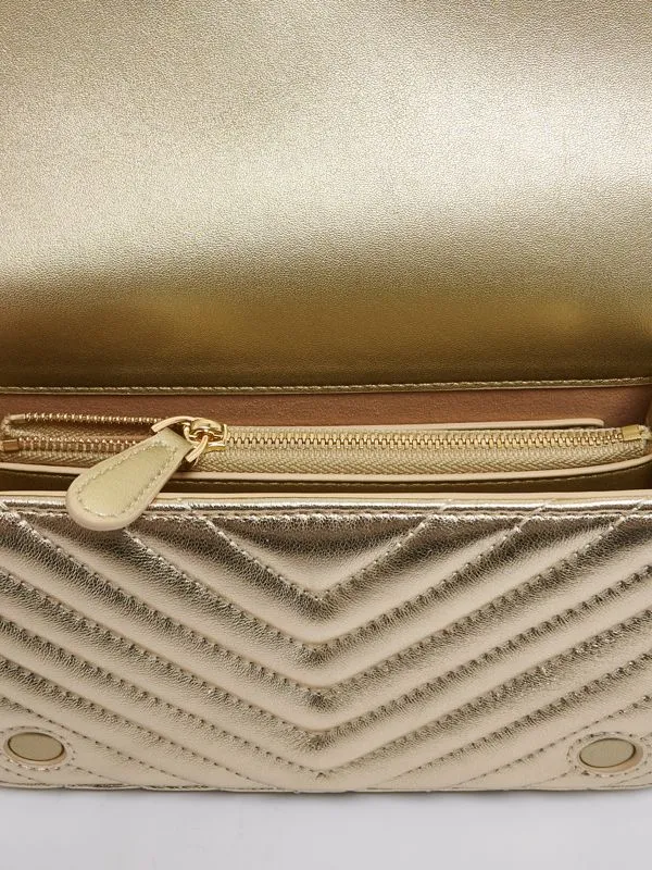 Borsa donna Pinko Mini Love Bag Click in nappa trapuntata Oro
