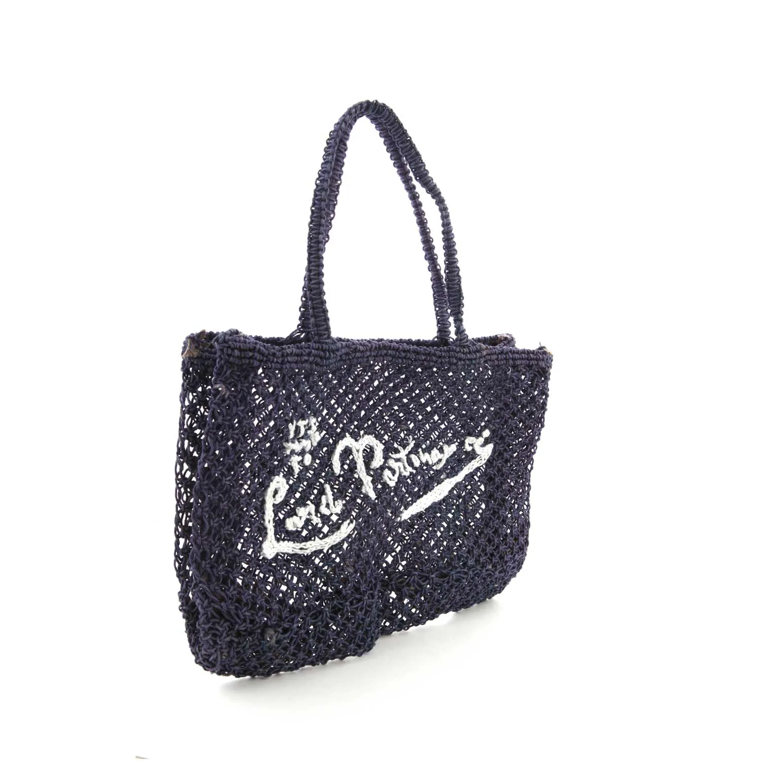 Borsa Mare Blu Navy Intrecciata