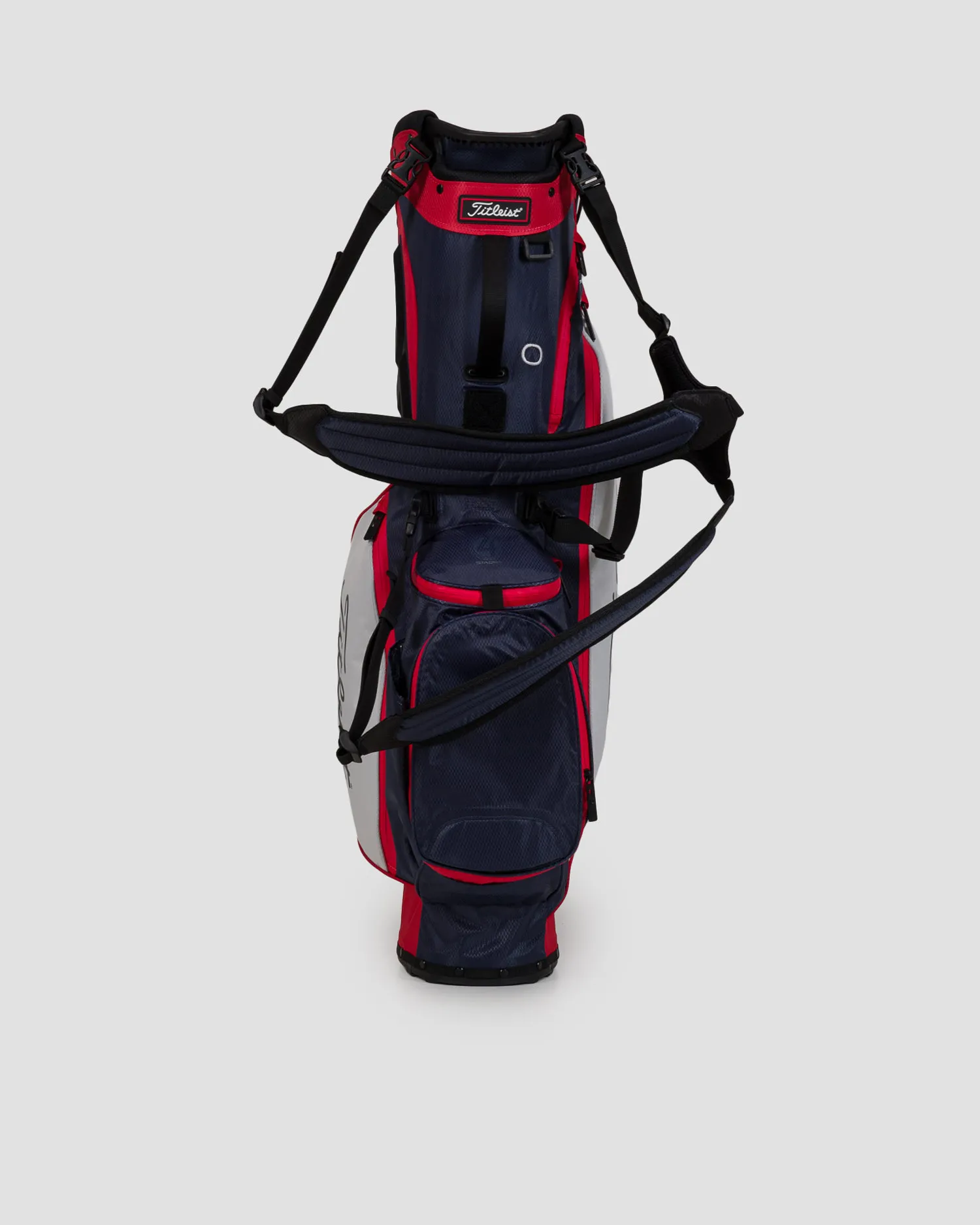 Borsone blu scuro-bianco-rosso da golf Titleist Players 4 Stand Stadry tb23sx2-navywhitered