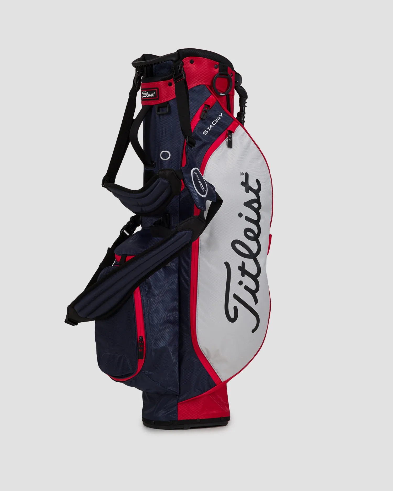 Borsone blu scuro-bianco-rosso da golf Titleist Players 4 Stand Stadry tb23sx2-navywhitered
