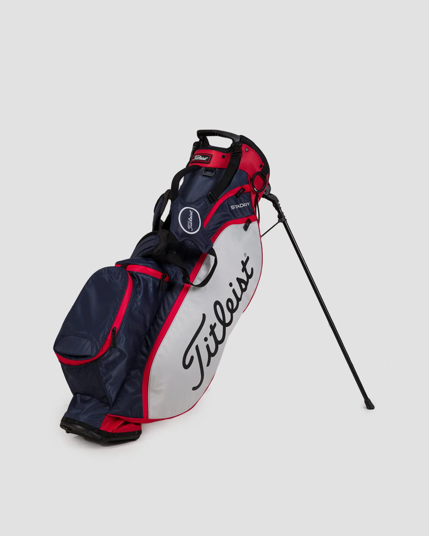 Borsone blu scuro-bianco-rosso da golf Titleist Players 4 Stand Stadry tb23sx2-navywhitered
