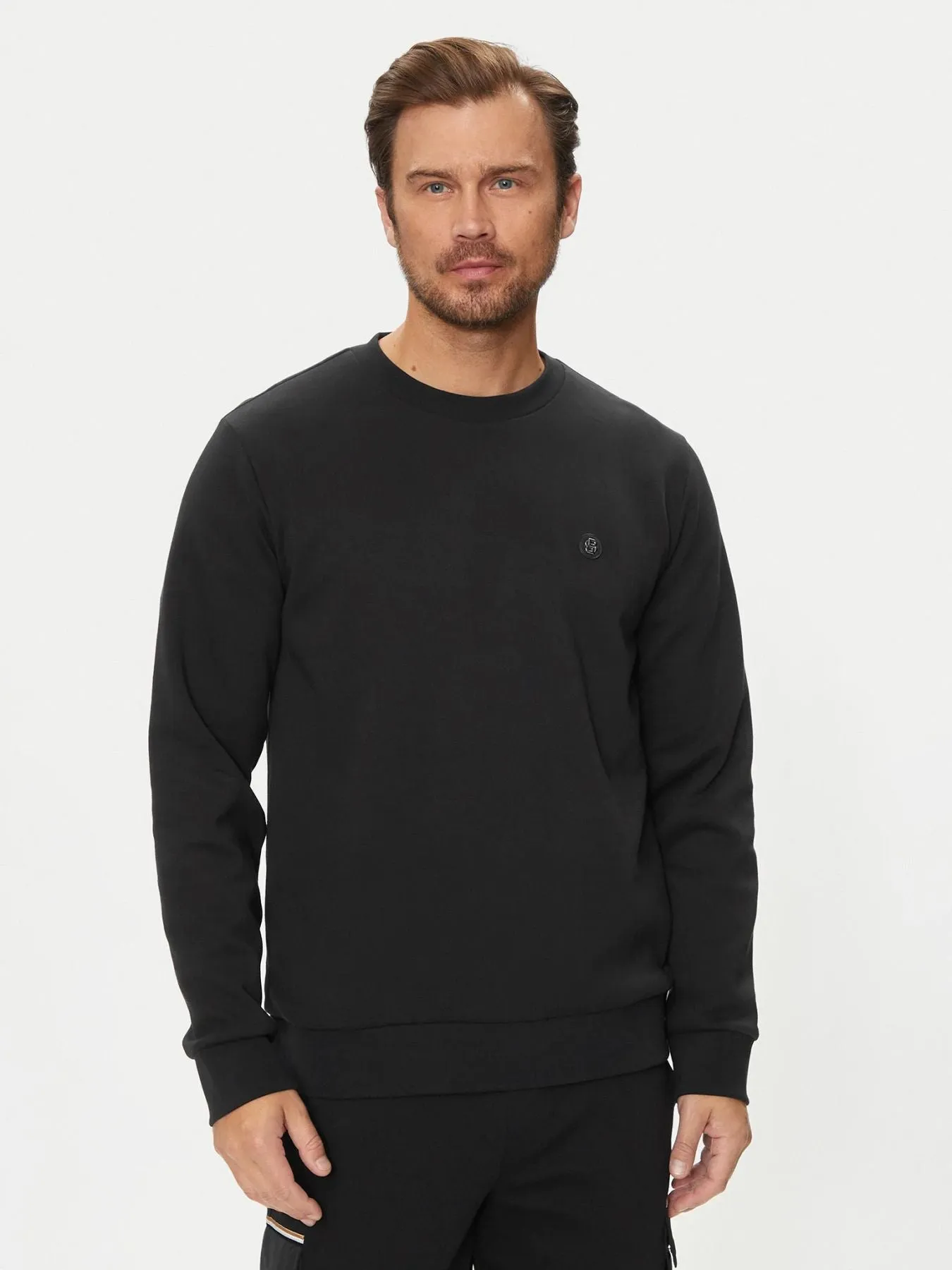 Boss Felpa Girocollo con Logo Metallico Nera - C Sharpe