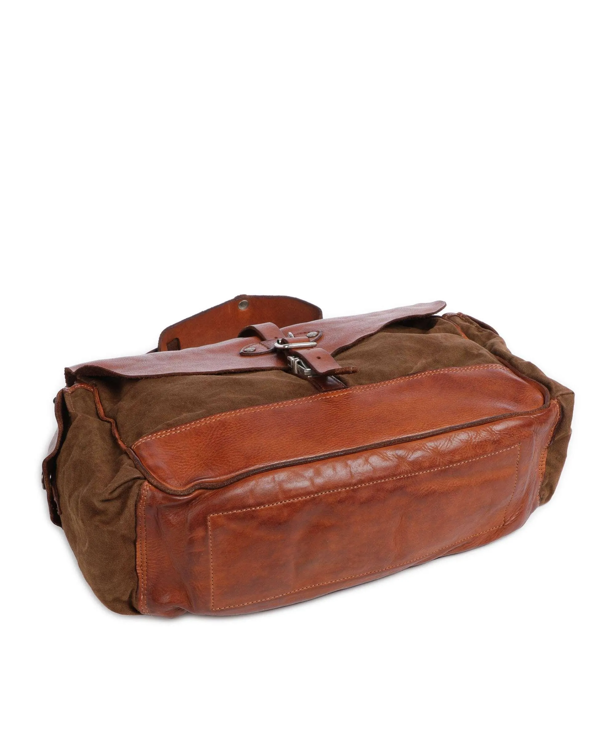 Campomaggi Borsa a spalla pelle di vacchetta grana, cotone cognac  