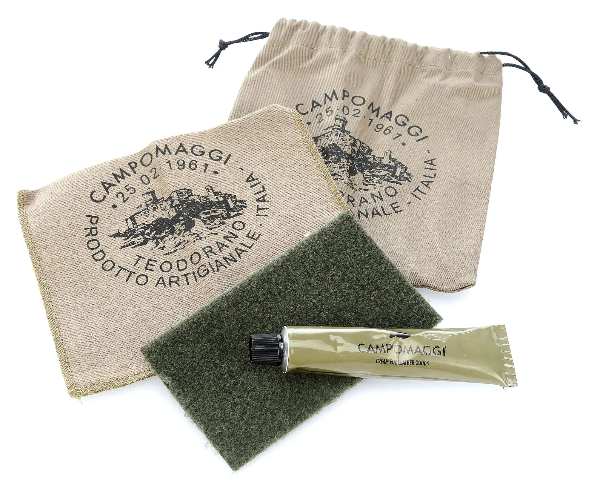  Campomaggi Borsa a spalla pelle di vacchetta grana, cotone cognac  