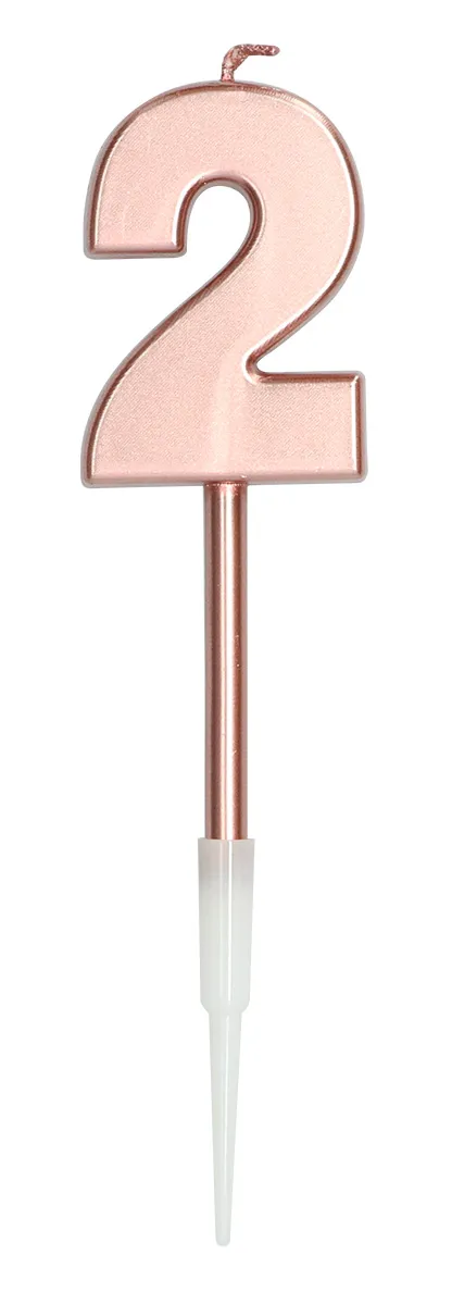 Candela numero 2 rosa oro