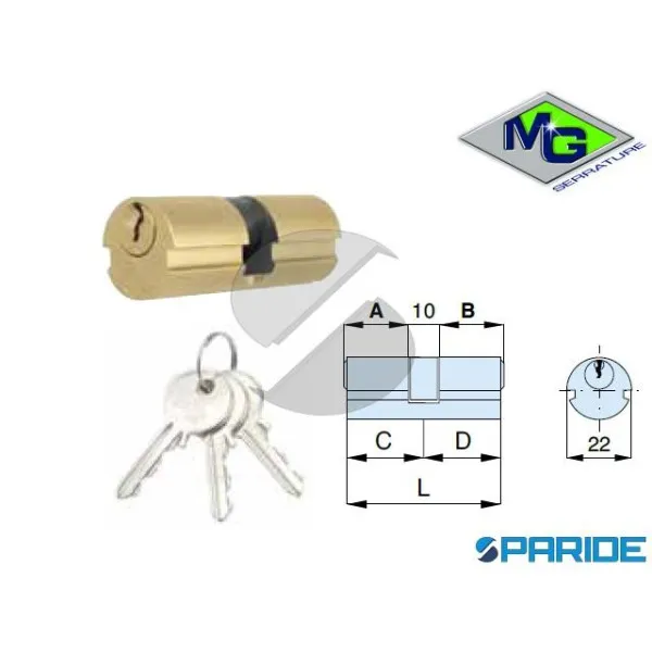 CILINDRO TONDO D 22 L 70 020701000 MG OTTONE C=28 D=42