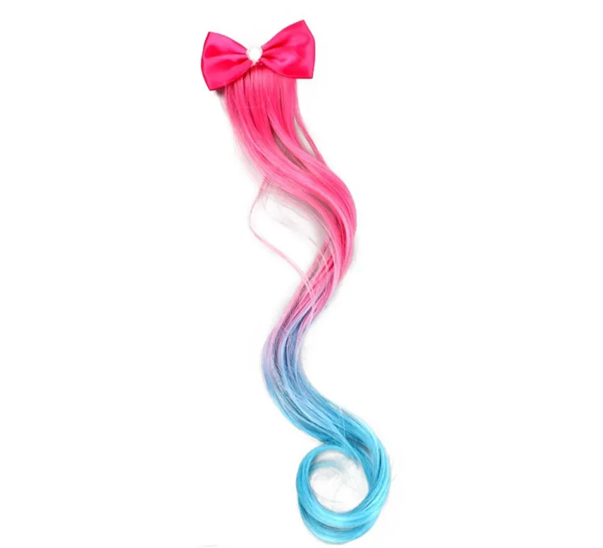 Ciuffo con fiocco fucsia e azzurro