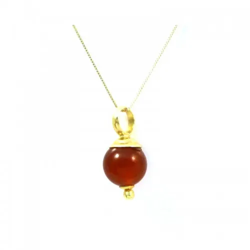 COLLANA IN ORO GIALLO 18 KT CON GRANATO ROSSO
