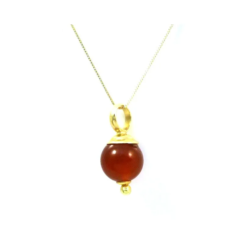 COLLANA IN ORO GIALLO 18 KT CON GRANATO ROSSO