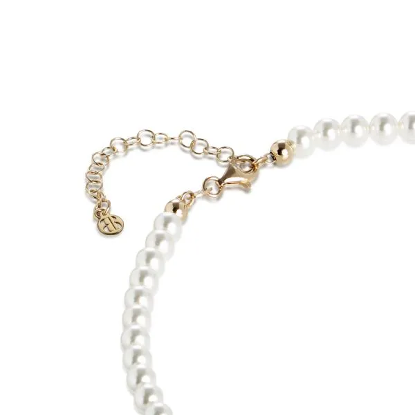 Collana placcata oro giallo con perle  e sfere effetto ondulato    