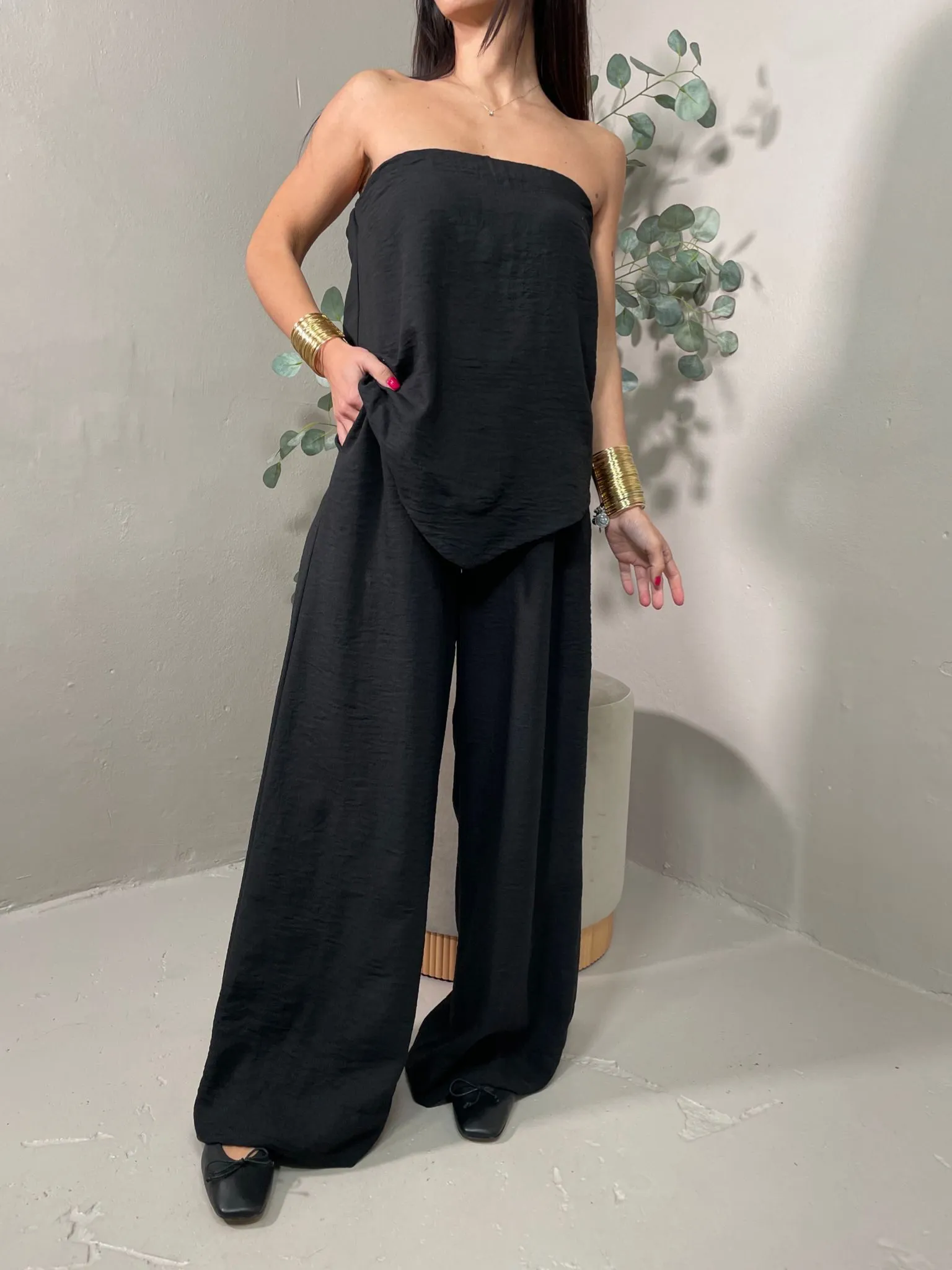 Coordinato Top e Pantalone Nero
