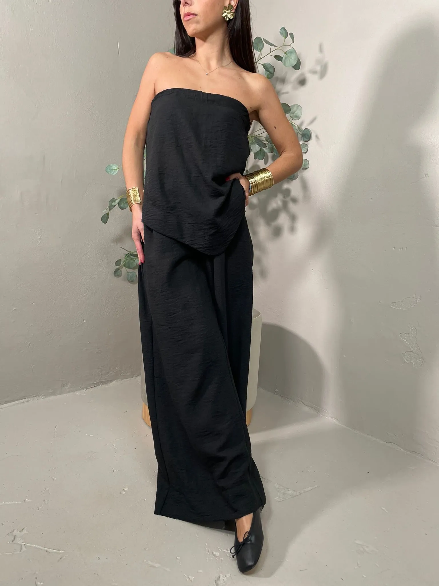 Coordinato Top e Pantalone Nero