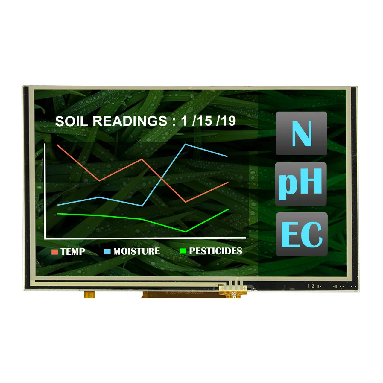 Display LCD a colori NEWHAVEN DISPLAY INTERNATIONAL, 5poll, interfaccia RGB, 800 x 480pixels, touchscreen