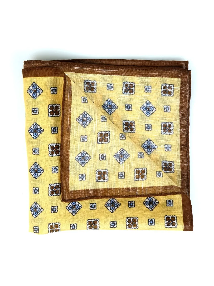Fazzoletto da taschino giallo in lino ERMIONE 