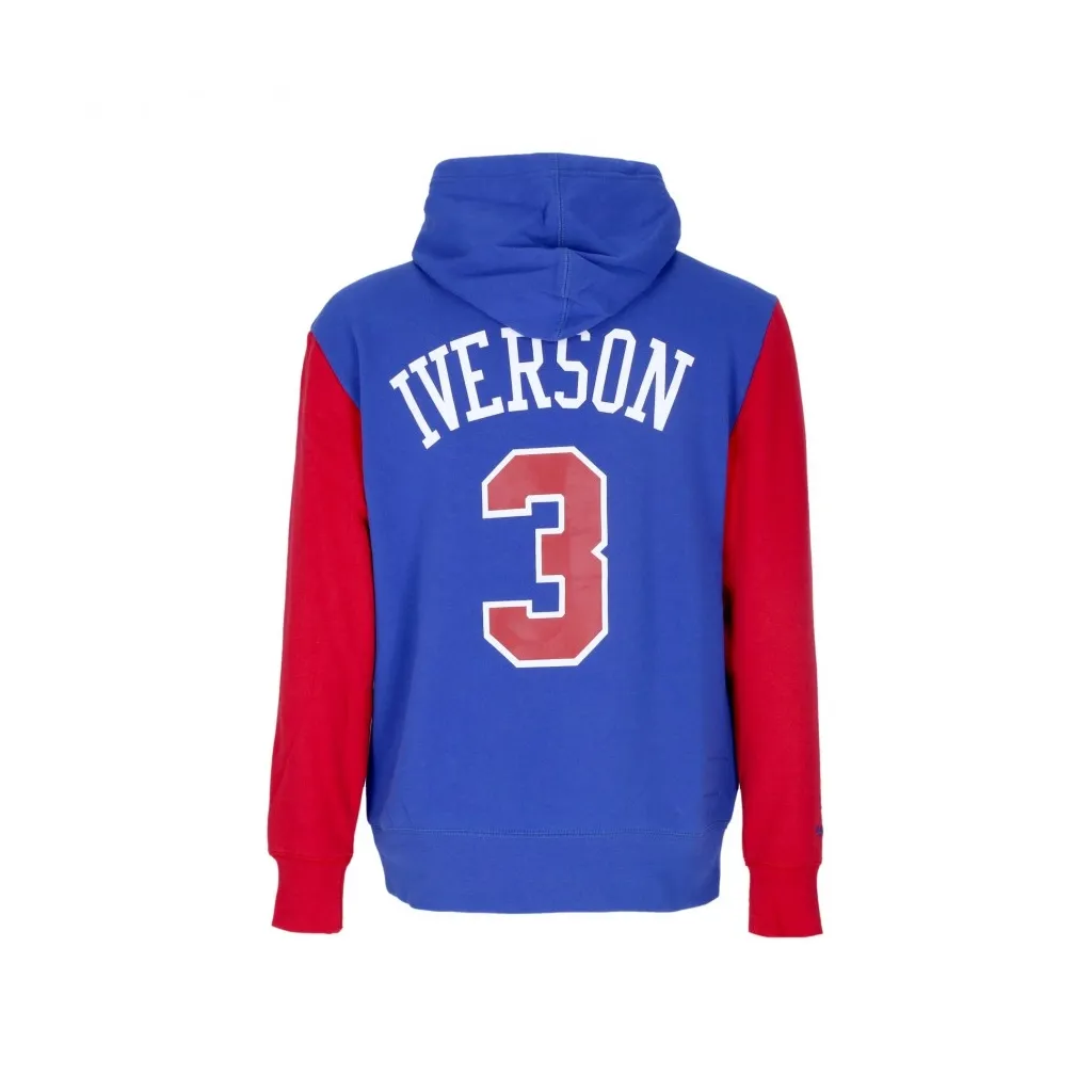 felpa cappuccio uomo nba fashion fleece hoodie 1996 no 3 allen iverson hardwood classics phi76e ORIGINAL TEAM COLORS
