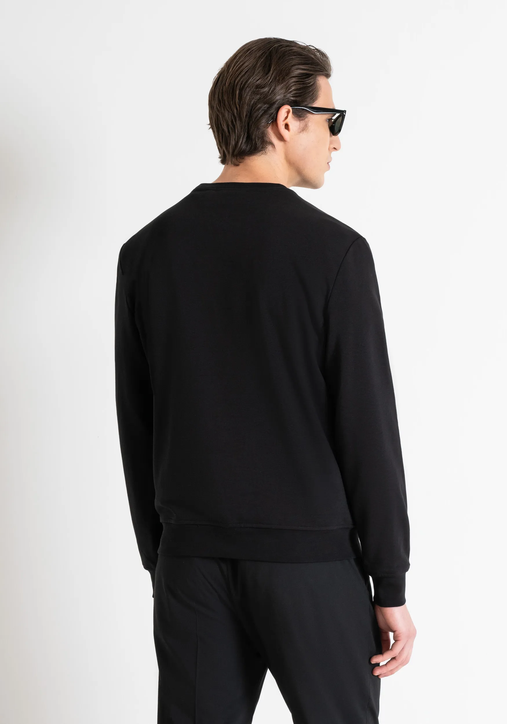 FELPA REGULAR FIT IN COTONE MISTO E POLIESTERE SOSTENIBILE CON STAMPA LOGO