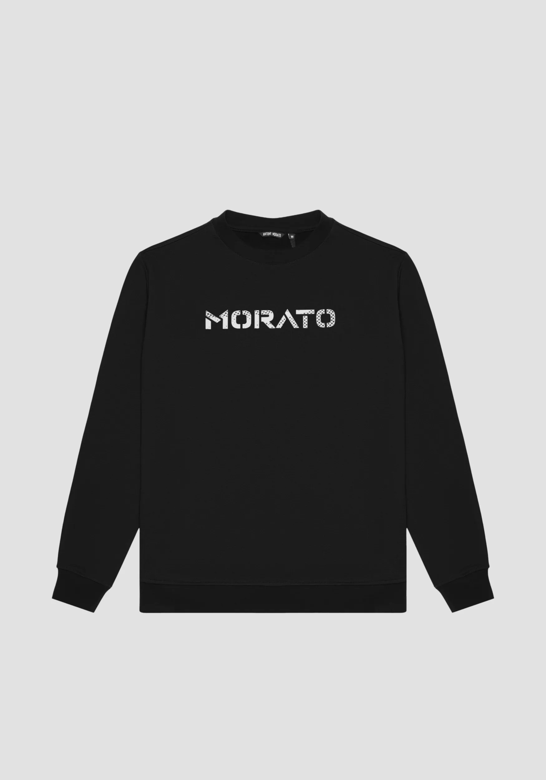 FELPA REGULAR FIT IN COTONE MISTO E POLIESTERE SOSTENIBILE CON STAMPA LOGO