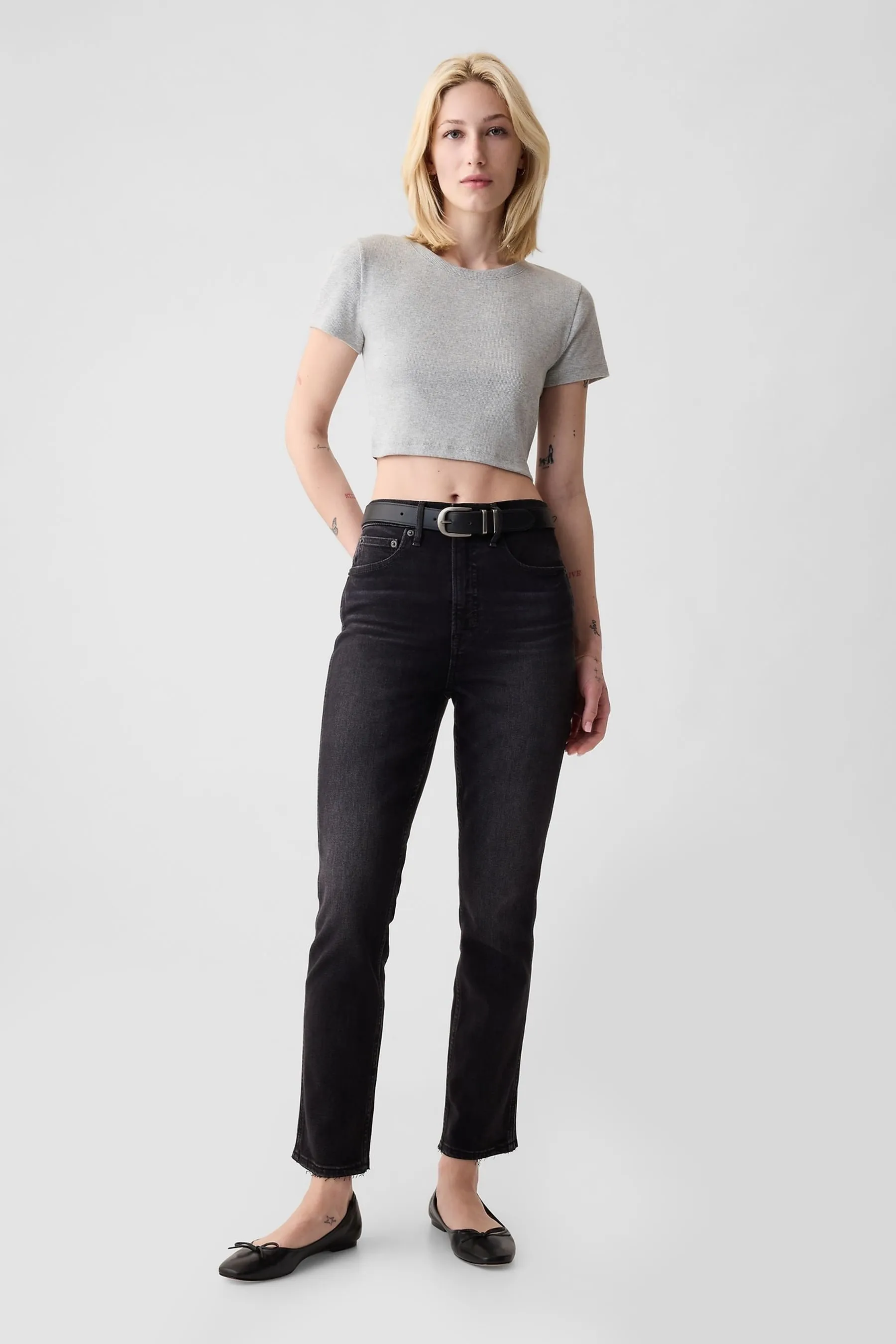 Gap - Jeans a vita alta slim elasticizzata vintage