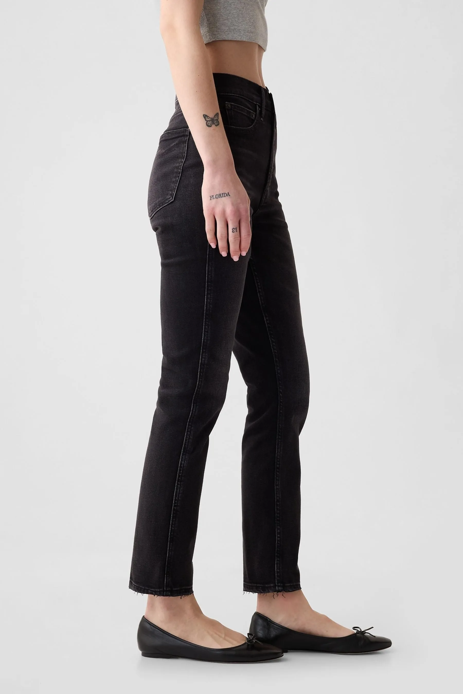 Gap - Jeans a vita alta slim elasticizzata vintage