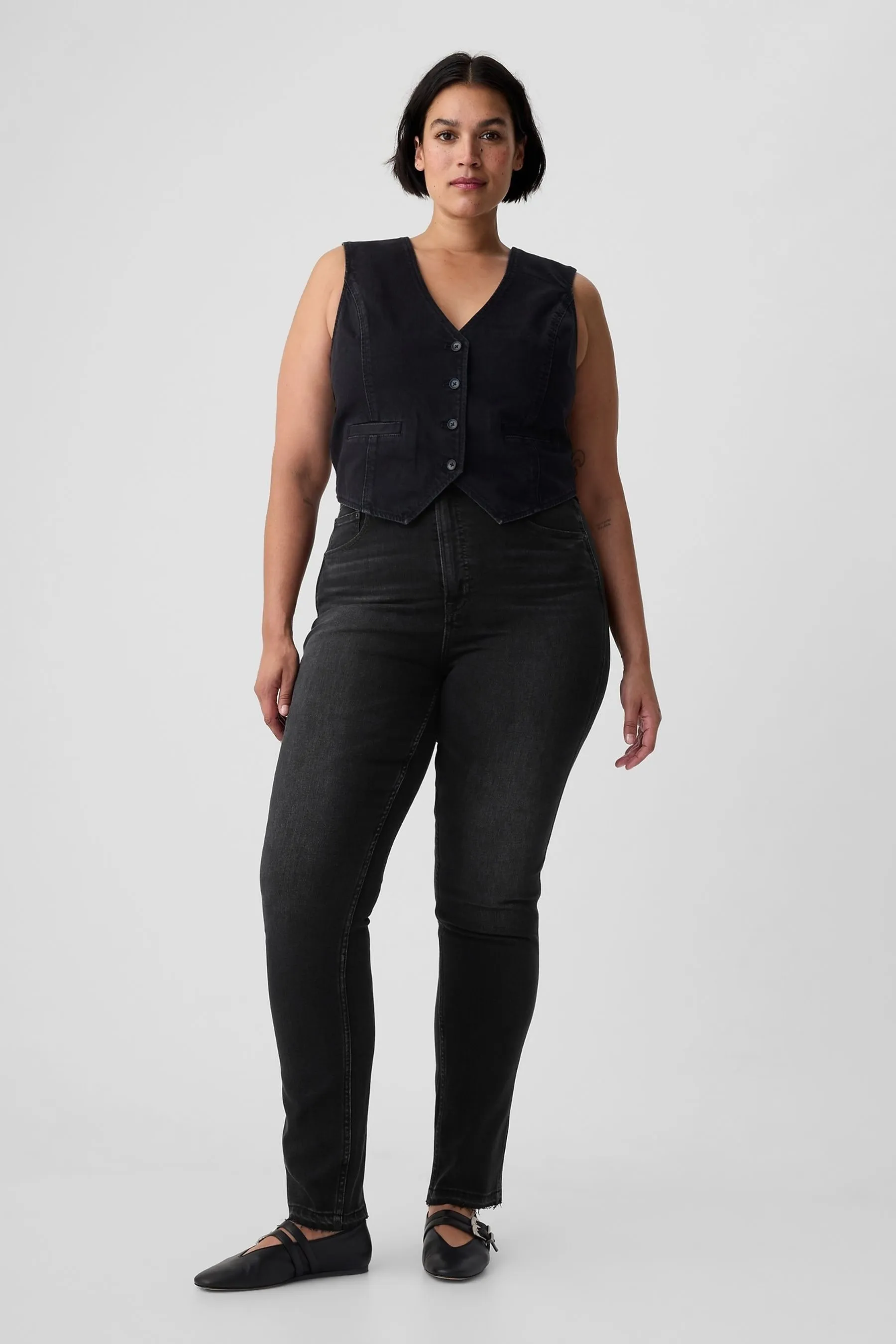 Gap - Jeans a vita alta slim elasticizzata vintage