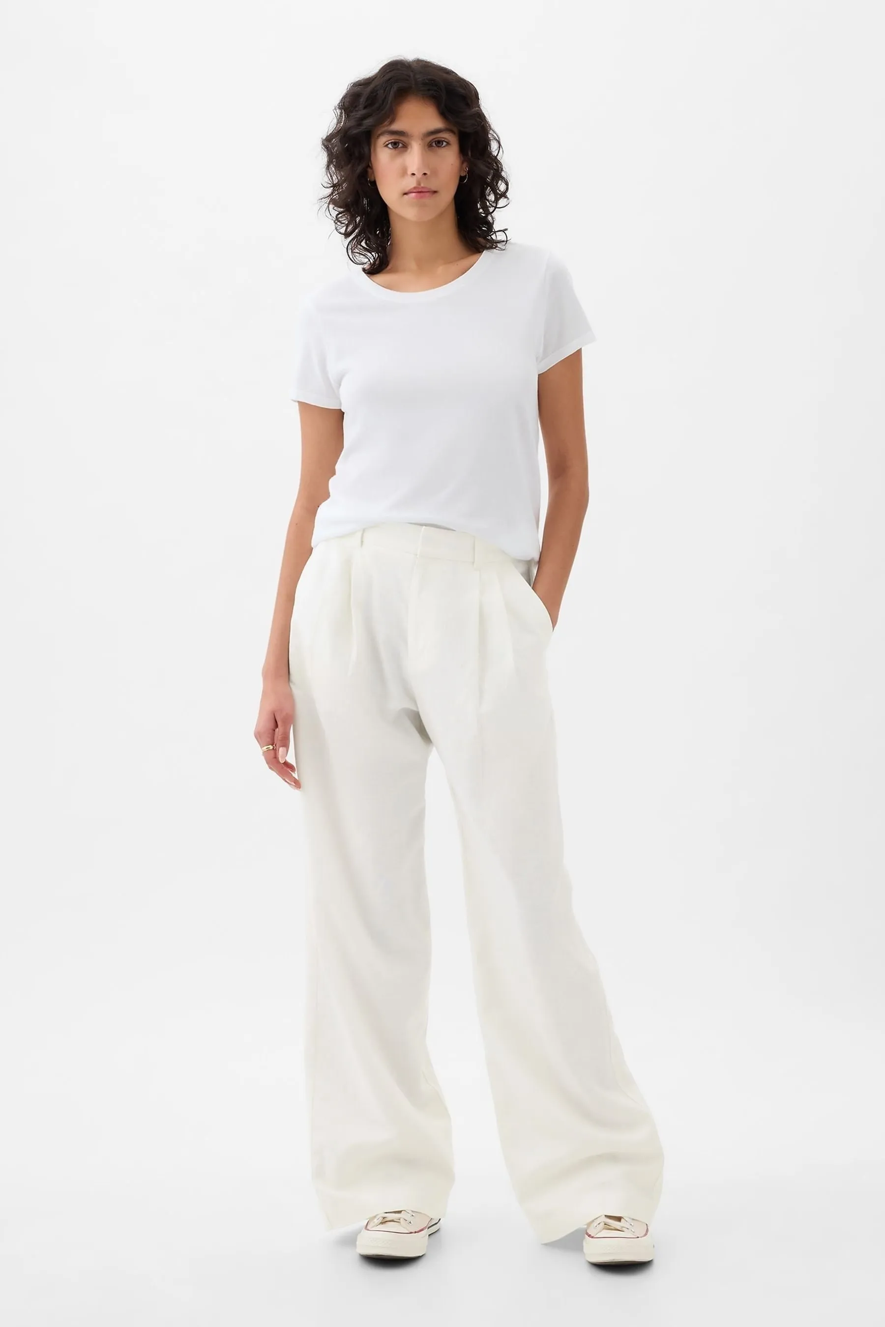 Gap - Pantaloni a vita alta in lino e cotone