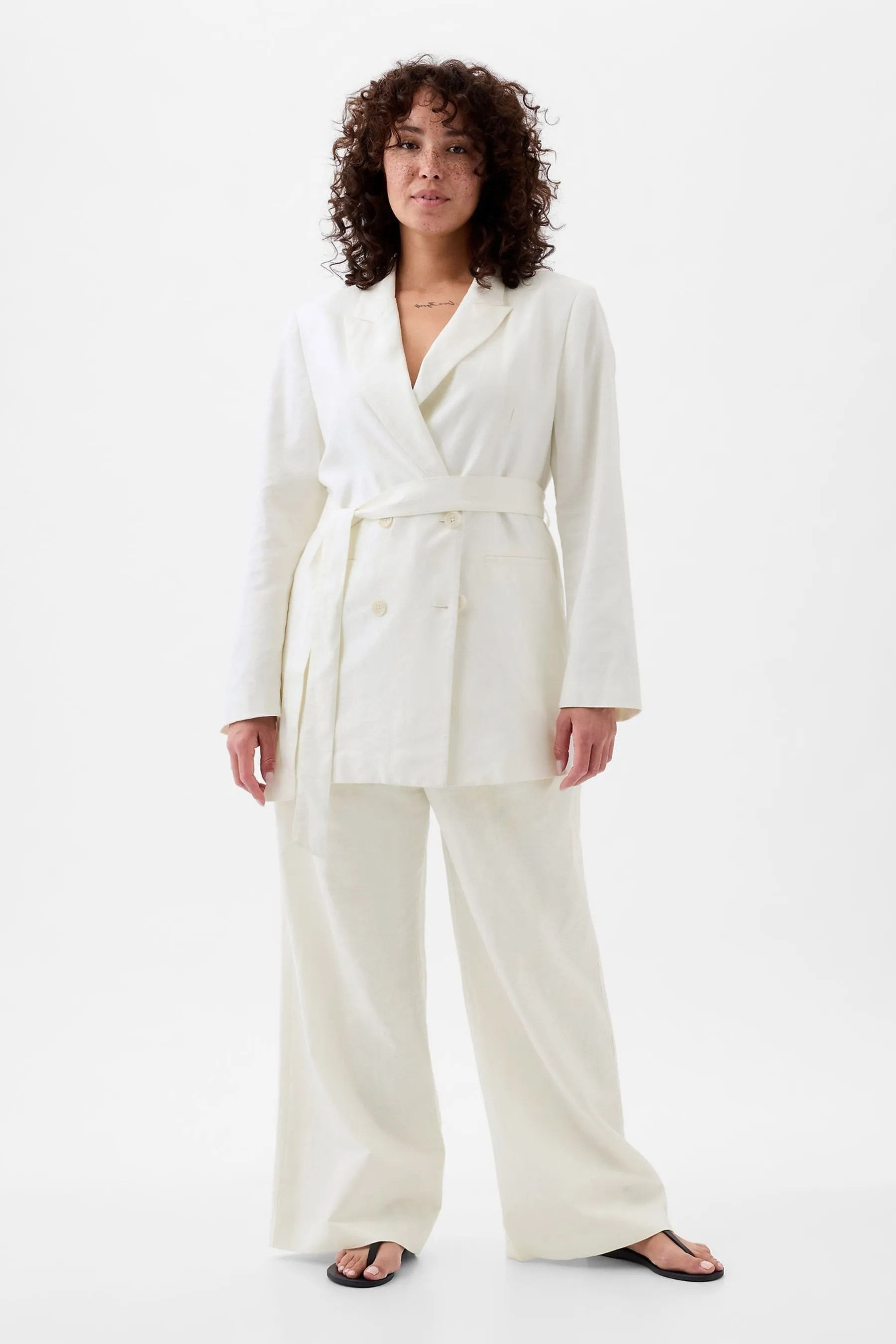 Gap - Pantaloni a vita alta in lino e cotone
