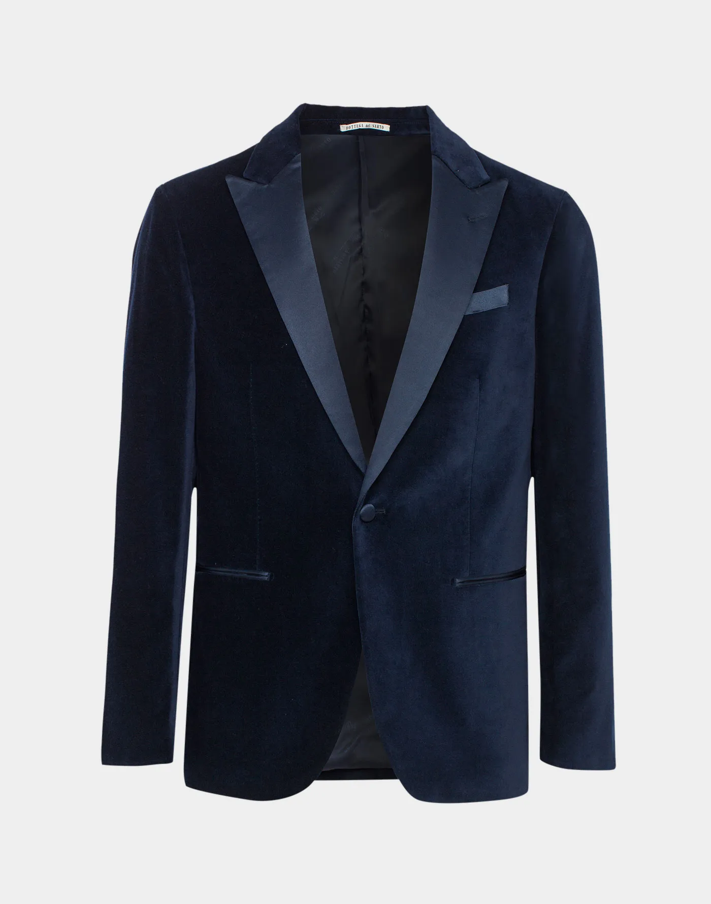 Giacca sartoriale in velluto liscio blu
