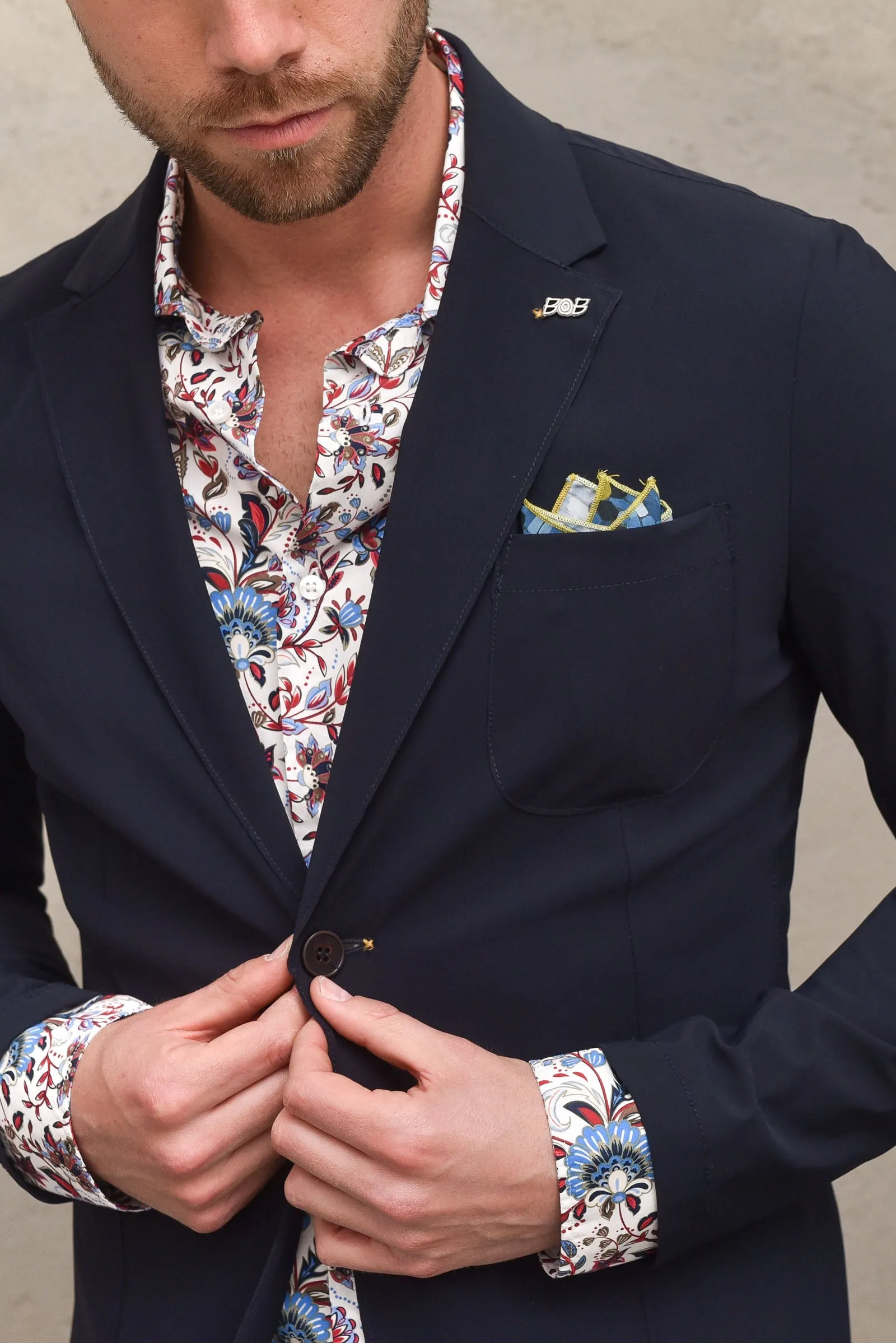 Giacca uomo tessuto tecnico con pochette dark blue. FRICKY438T438BLUE