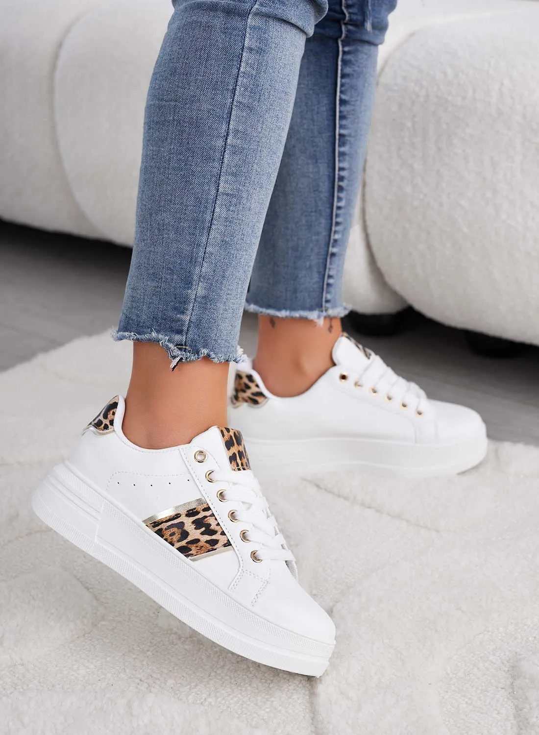 GWENDA - Sneakers bianche con inserti maculati